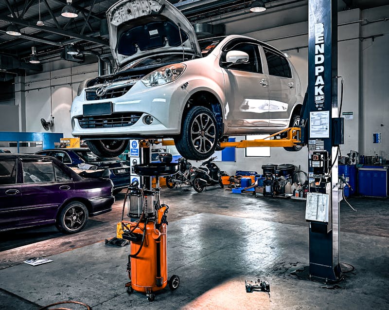 a car in the service bay